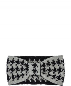 Houndstooth Pattern Knitted Head Band HN320071 GRAY